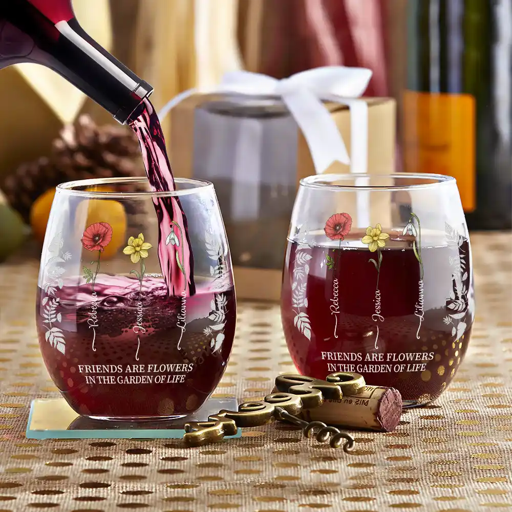 Personalized best friends wine glass