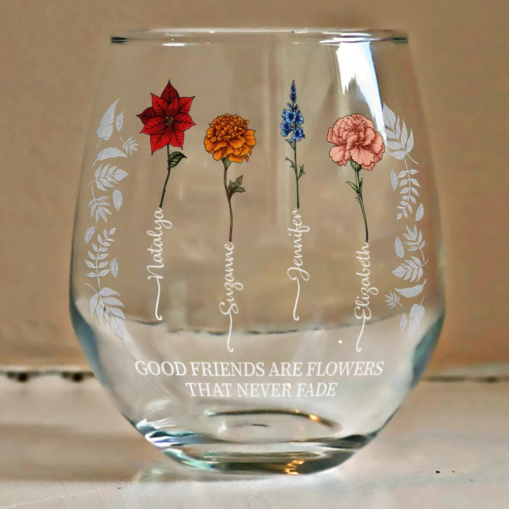 Personalized best friends wine glass
