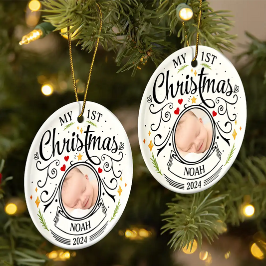 Baby's first christmas ornament personalized