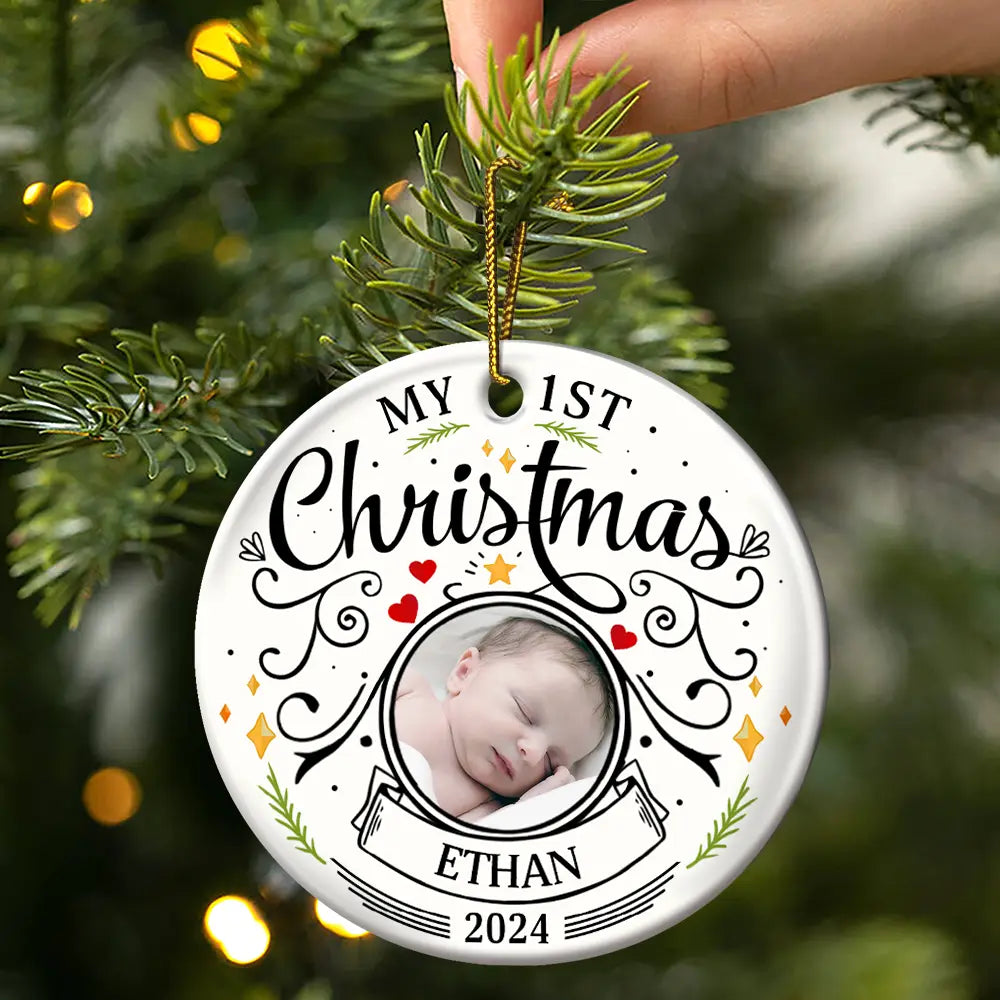 Baby's first christmas ornament personalized