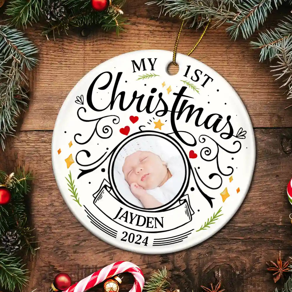 Baby's first christmas ornament personalized