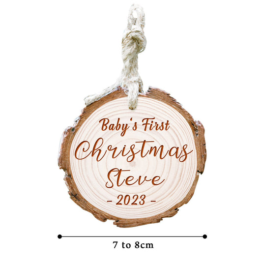 Baby's first christmas wood ornament