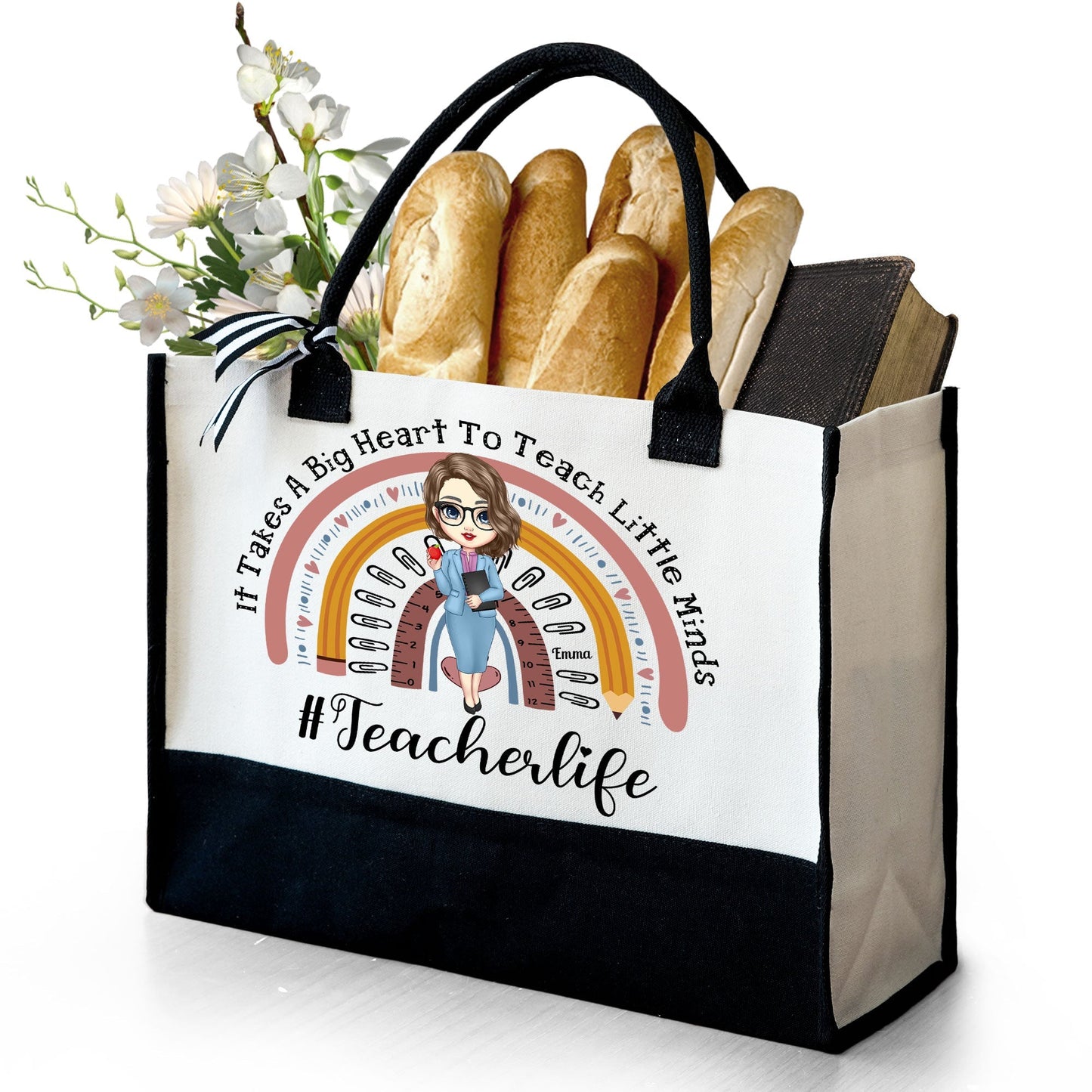 Personalized teacher tote bag