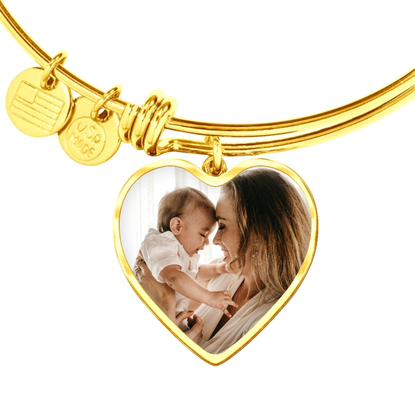 Personalized bangle charm bracelet