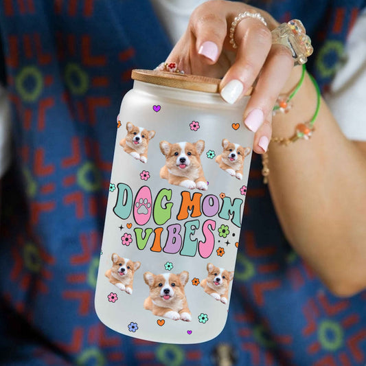 Custom glass tumbler with straw