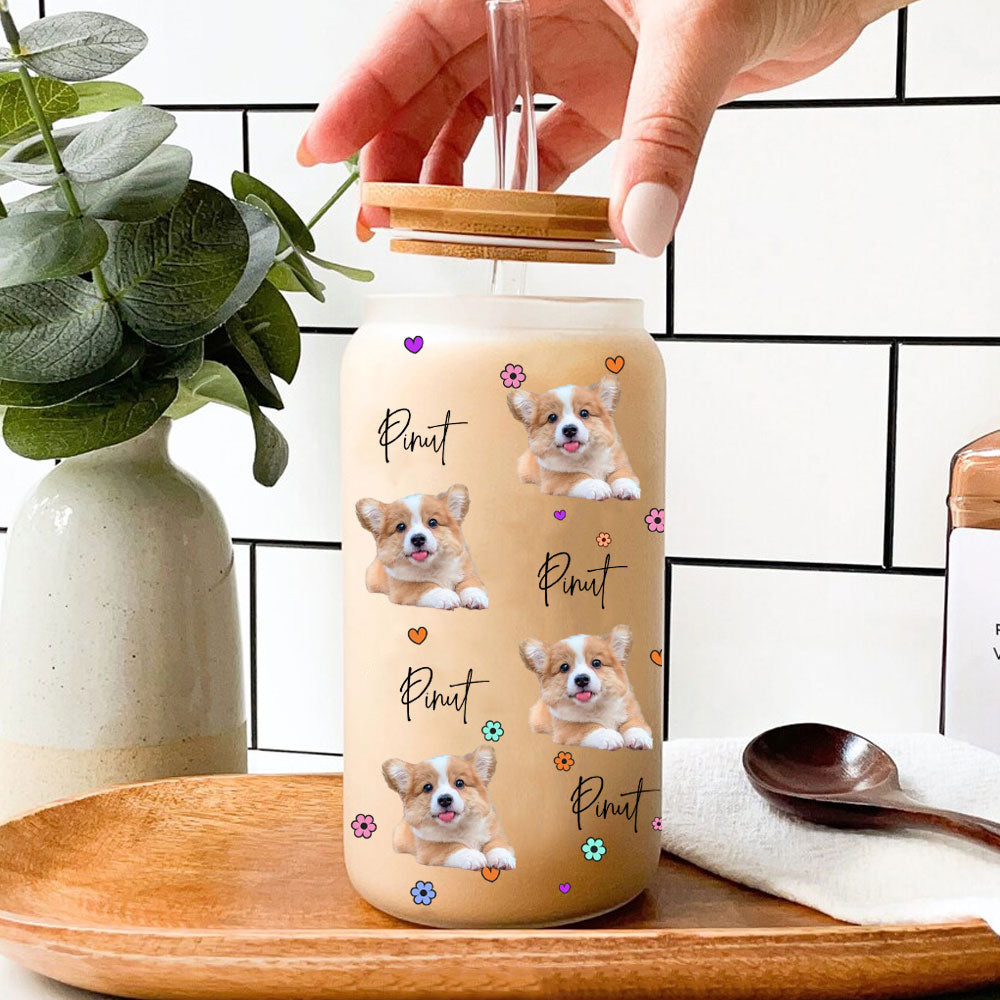 Custom glass tumbler with straw