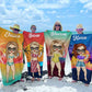 Personalized beach towels with custom names and summer illustrations