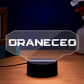GRANECEO custom LED gaming sign night light, white text on clear acrylic, black base, perfect gamer gift