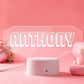 Custom gamer tag night light with ANTHONY name, white LED on acrylic, perfect gaming room decor.