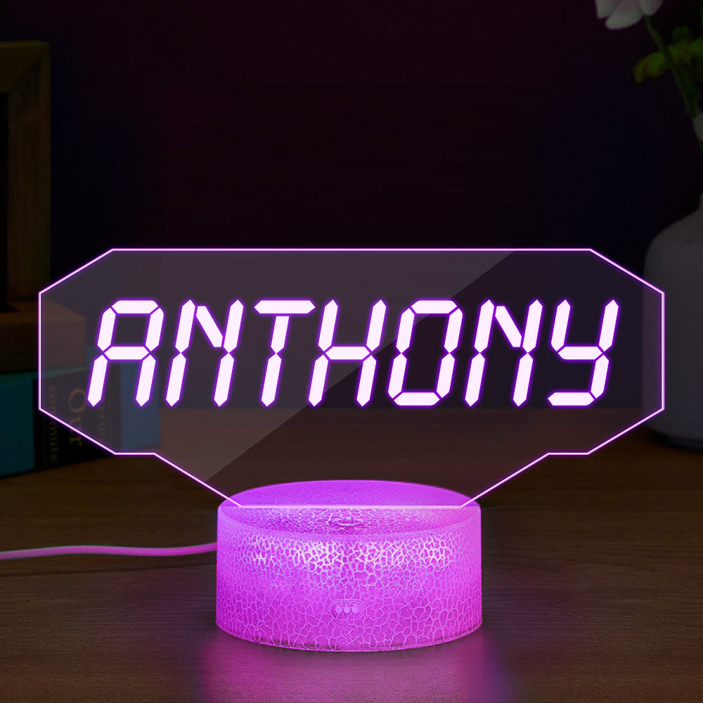 Custom Gaming LED Sign with ANTHONY in purple light, perfect gamer gift