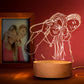 Custom 3D photo lamp with engraved couple, warm LED light, wood base. Unique gift idea.